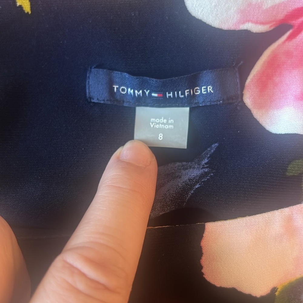 Tommy Hilfiger Black Floral Shift Dress with Pink & Green Accents - Picture 6 of 8